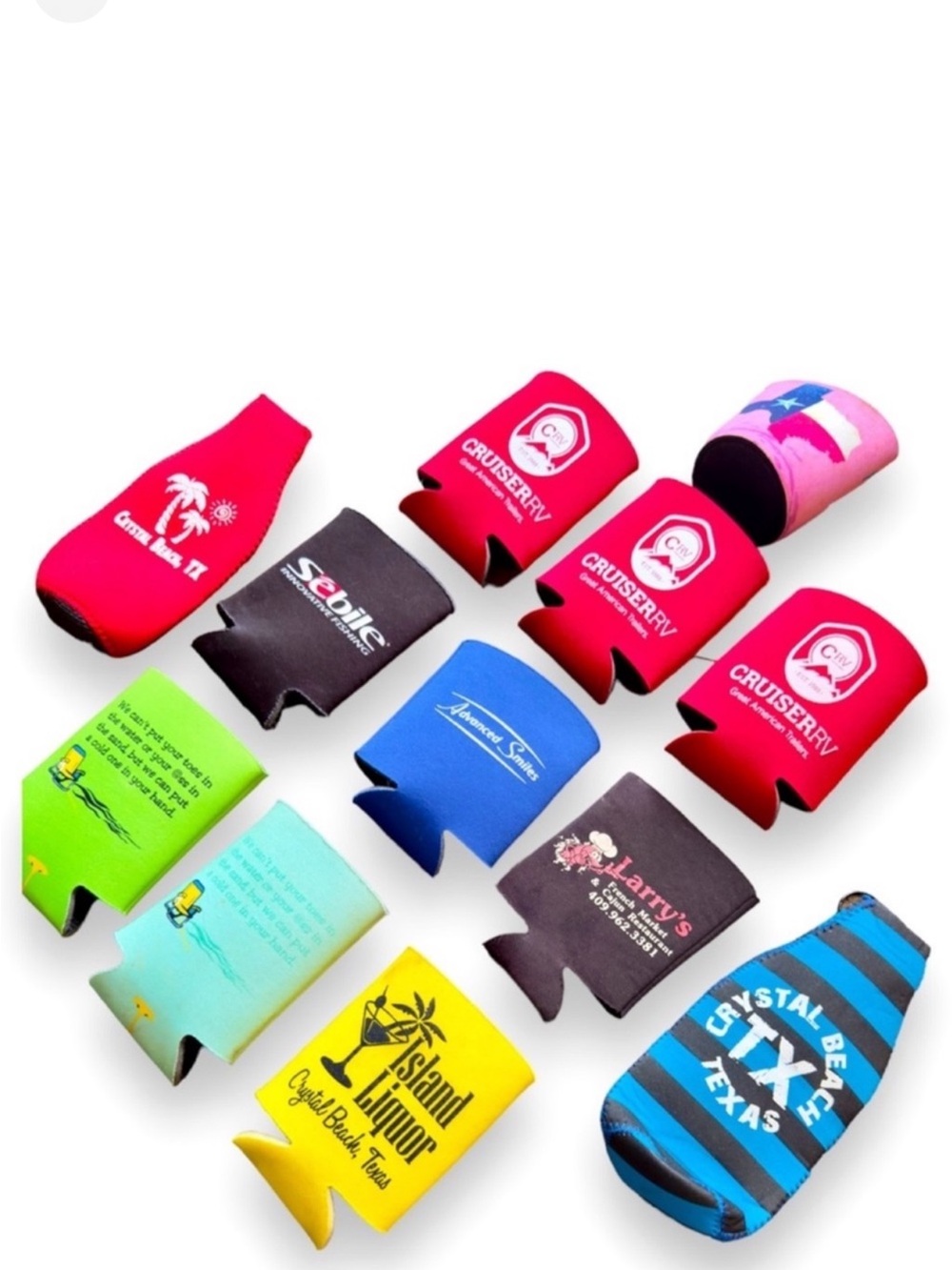 KOOZIES! Set of 12 Novelty Koozie Insulated Drink Soda Can & Beer Bottle Holders